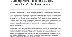 Building More Resilient Supply Chains for Public Healthcare